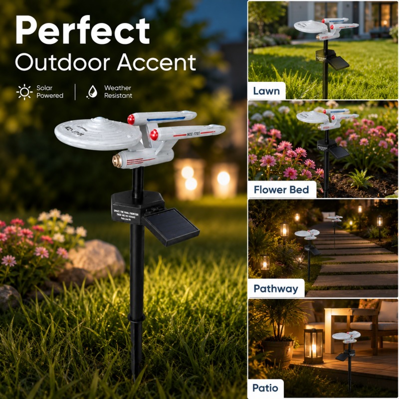 Outdoor Lighting Under Pergola - Star Trek USS Enterprise Solar Garden
