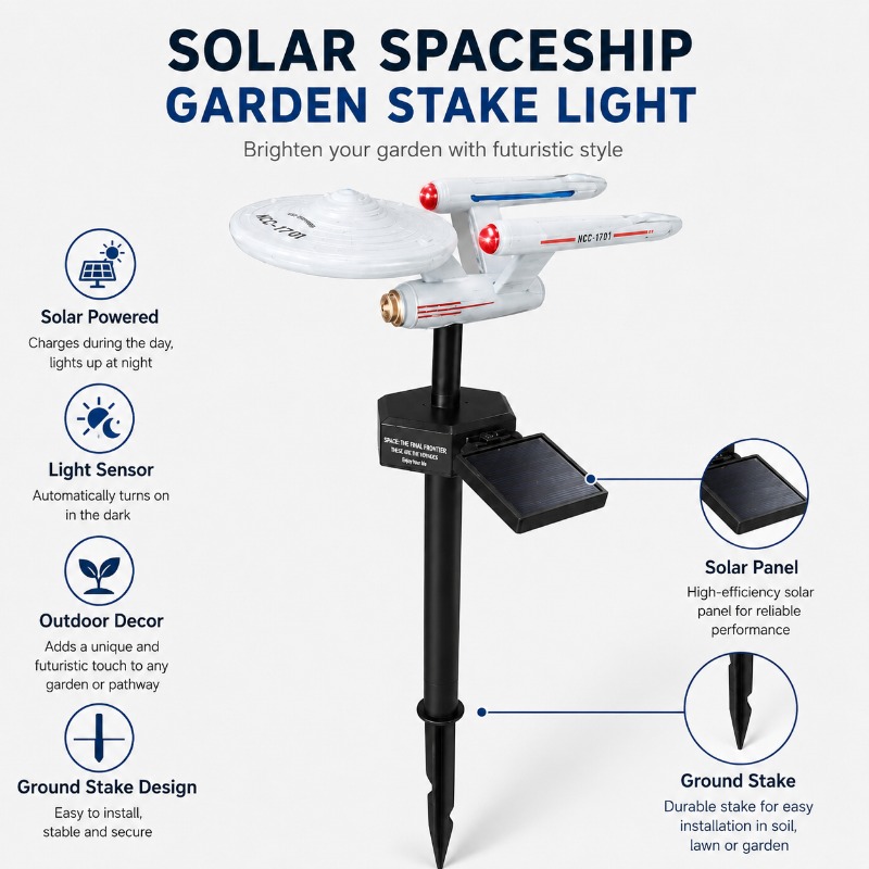 Outdoor Lighting Under Pergola - Star Trek USS Enterprise Solar Garden