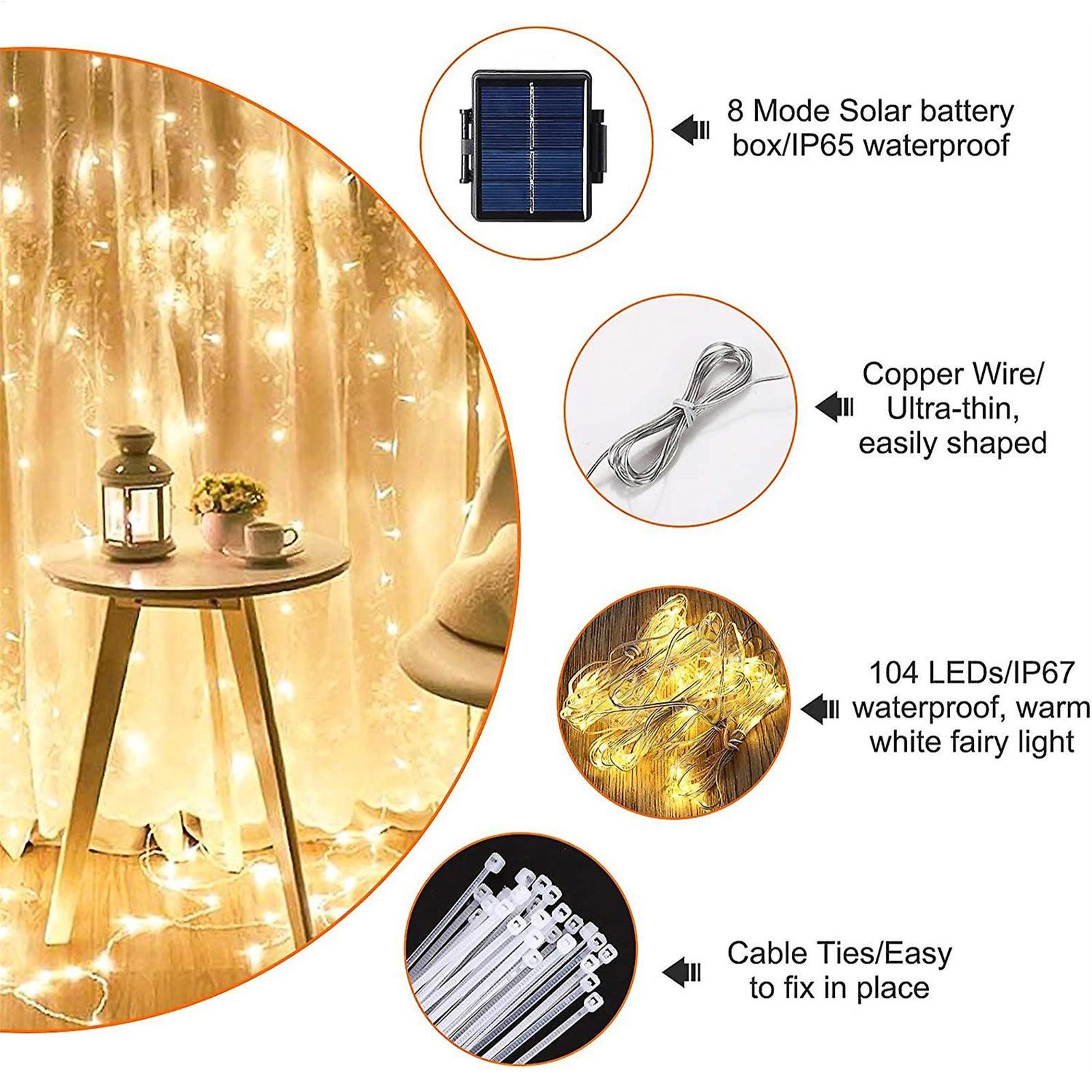 Outdoor Lighting Under Pergola - Solar Umbrella String Light 104 LED
