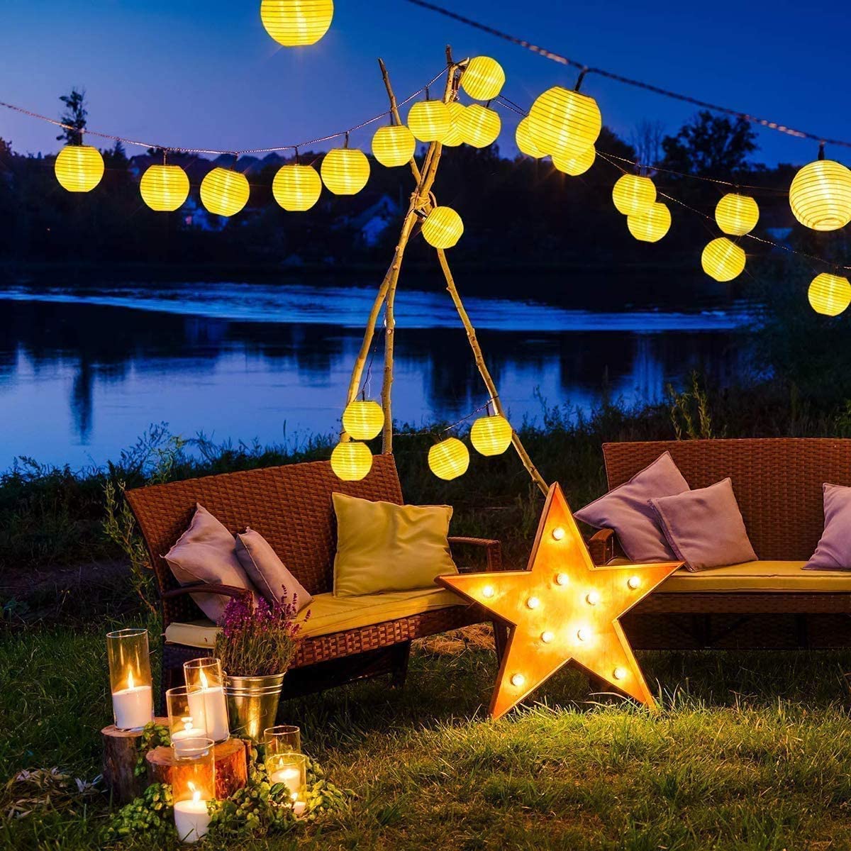 Waterproof Lantern Solar Strin - Outdoor Lighting Under Pergola 评论和价格