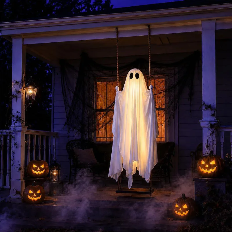 Halloween Glowing Ghost on Swi - Outdoor Lighting On Trees 评论和价格