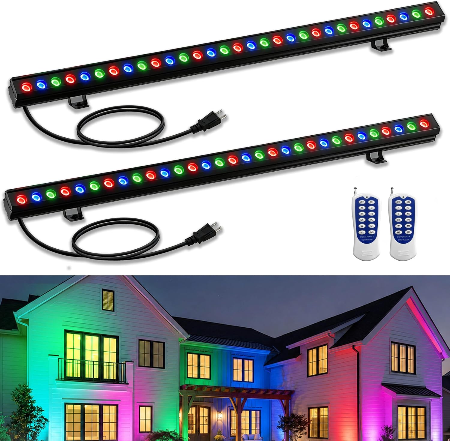 2Pack RGB Wall Washer Lights 1 - Outdoor Lighting Remote Control 评论和价格