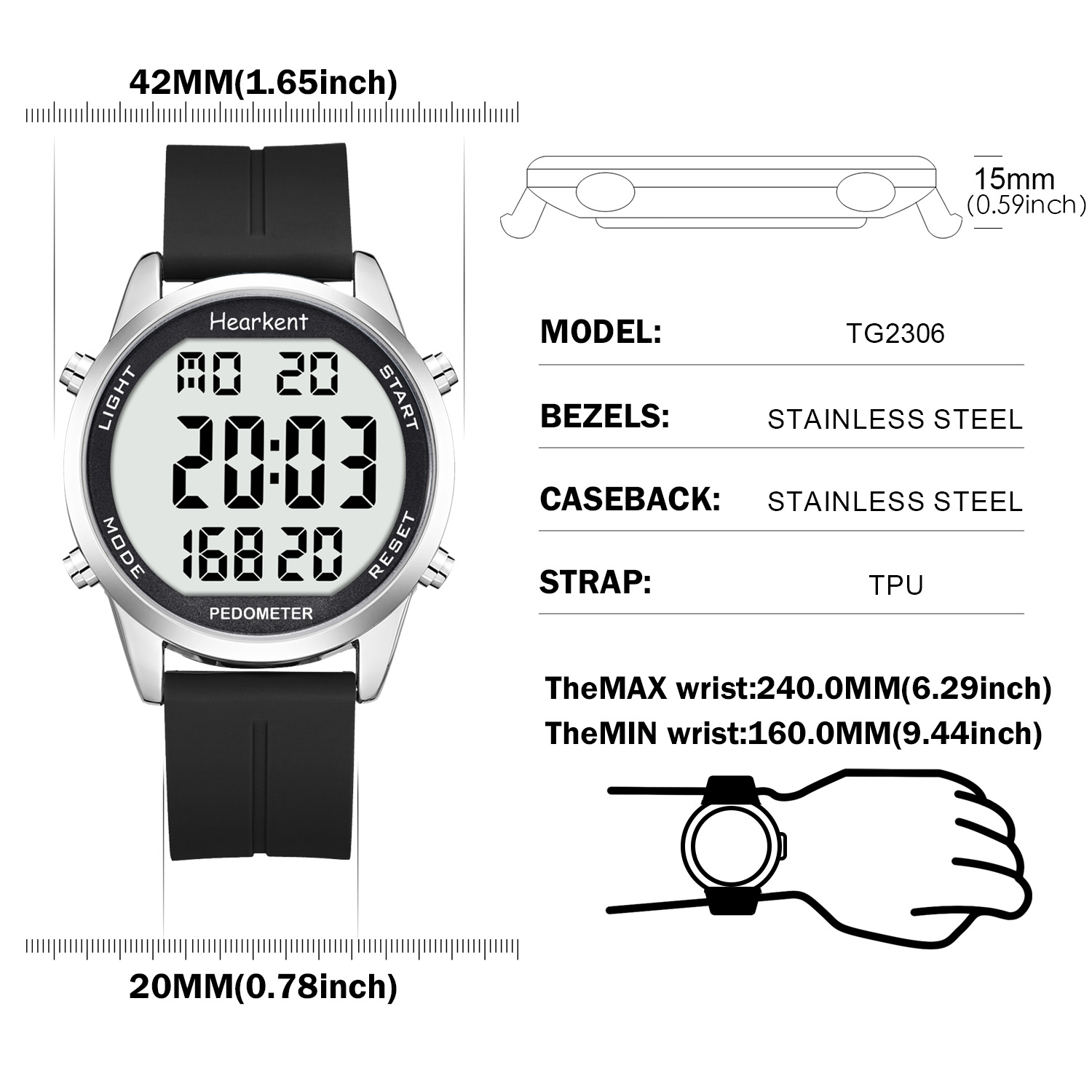 Hearkent Pedometer Watch Men/W - Outdoor Lighting Deck 评论和价格