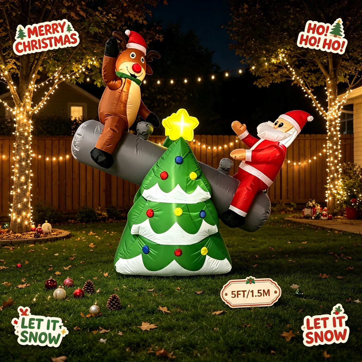 Christmas Inflatable Toys Sant - Outdoor Lighting On Trees 评论和价格