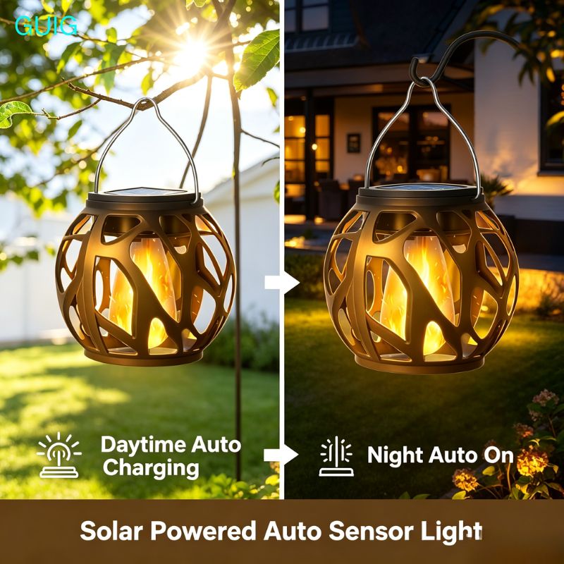 1/2/4 Pack Solar Hanging Flame - Outdoor Lighting On Trees 评论和价格
