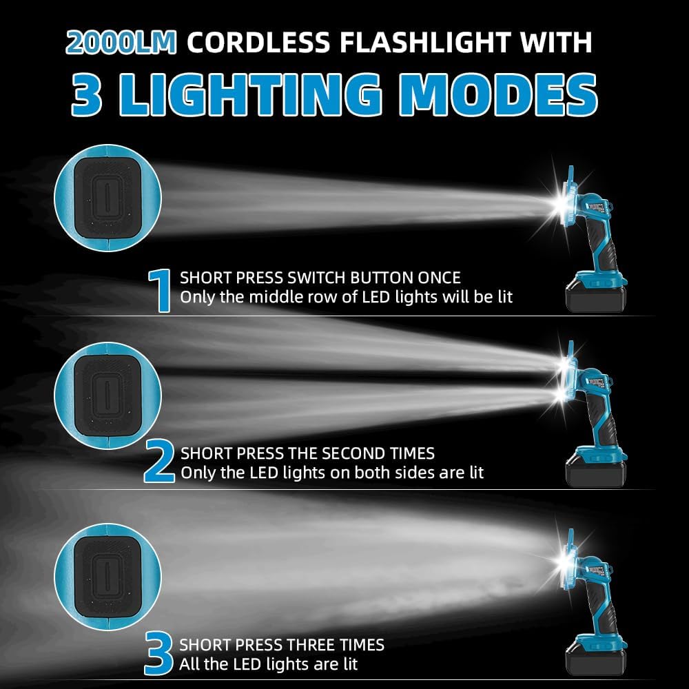 18W 2000LM Cordless LED Flashl - Outdoor Lighting Jobs 评论和价格