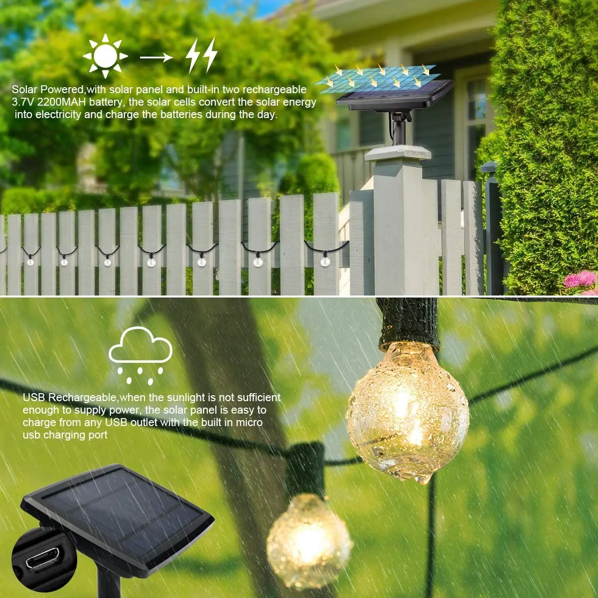 100/50/25ft Solar Led String L - Outdoor Lighting Under Pergola 评论和价格