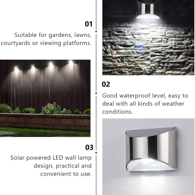 2Pcs Solar Garden Light Stainl - Outdoor Lighting On Fence 评论和价格