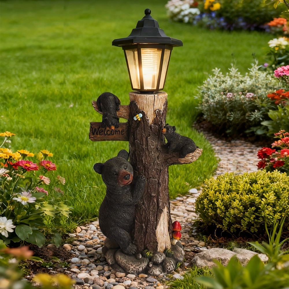 Black bear statue welcome sign - Outdoor Lighting On Trees 评论和价格