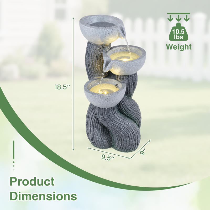 3-Tier Outdoor Water Fountain  - Outdoor Lighting Deck 评论和价格