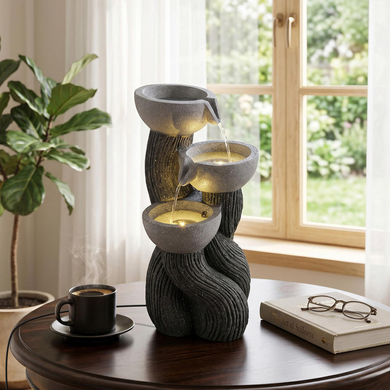 3-Tier Outdoor Water Fountain  - Outdoor Lighting Deck 评论和价格
