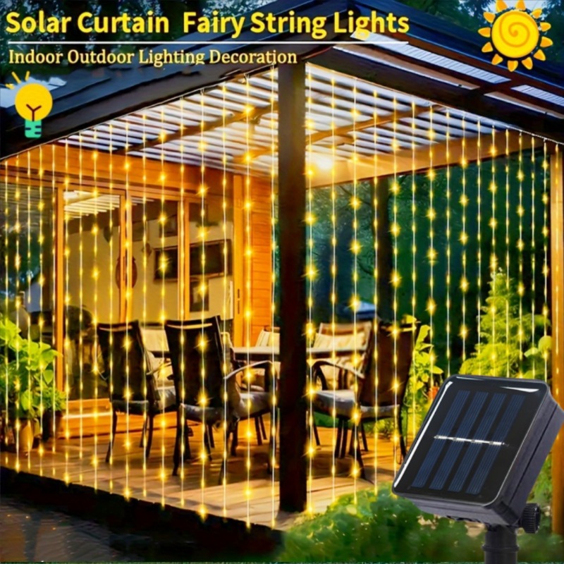 Solar Curtain Lights100/200/30 - Outdoor Lighting On Fence 评论和价格