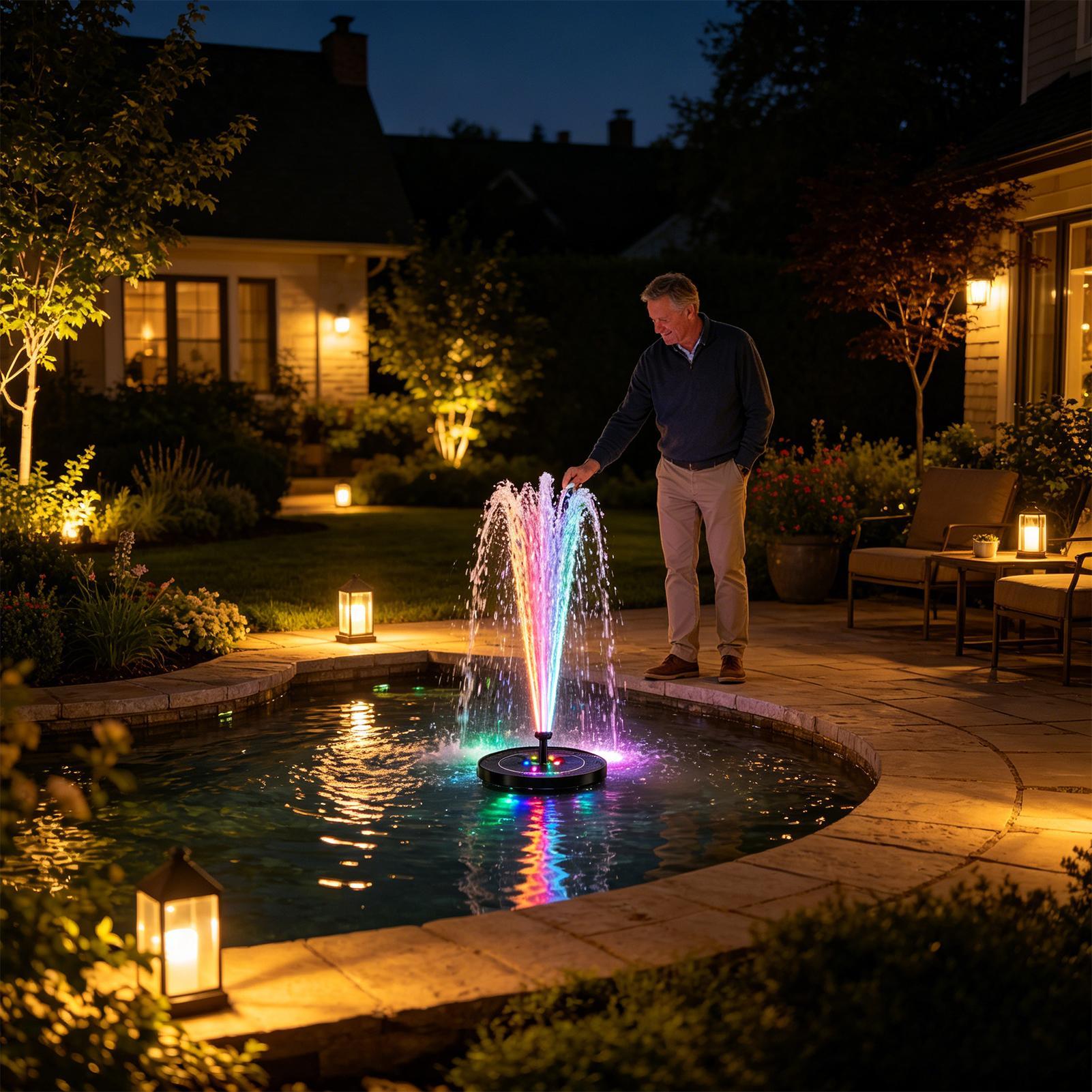 Floating Solar Bird Bath Fount - Outdoor Lighting Deck 评论和价格