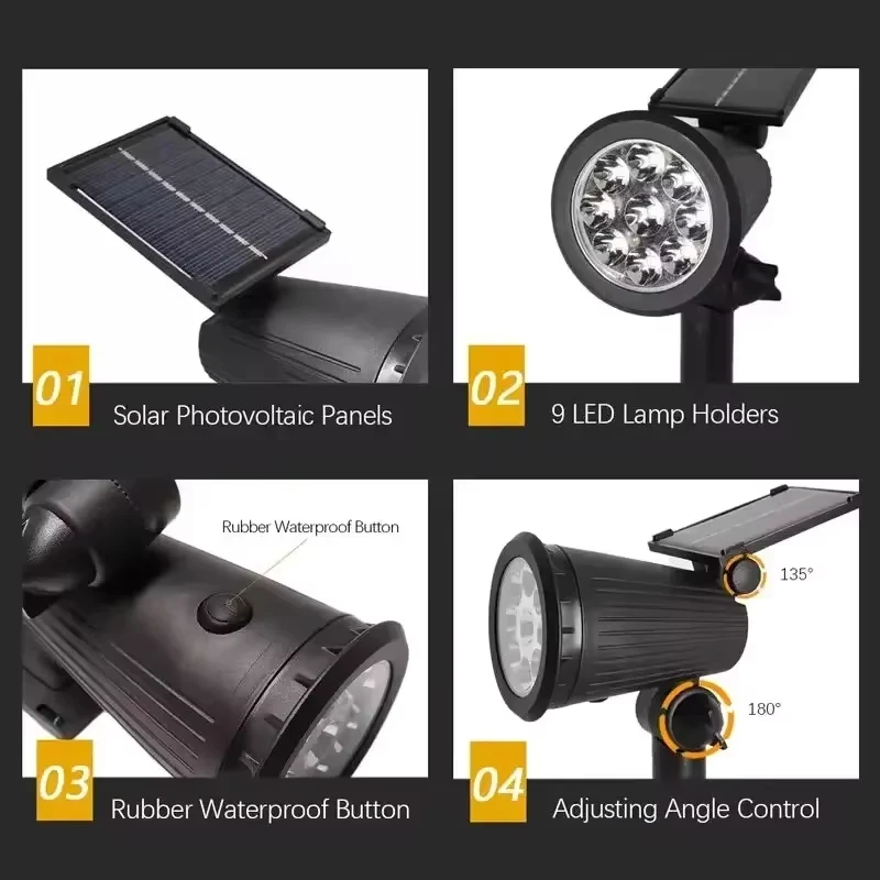 Solar LED Spotlight, 9-LED Out - Outdoor Lighting On Trees 评论和价格
