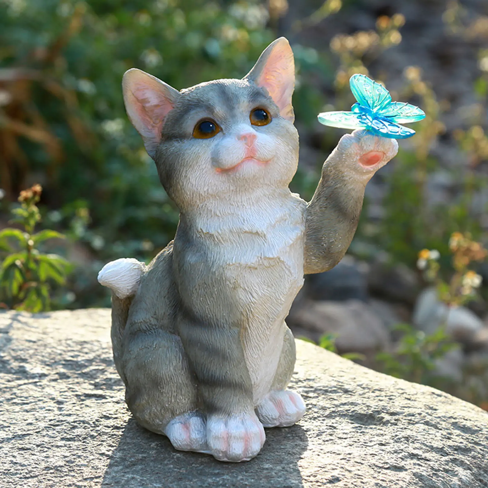 Outdoor Cat Sculpture Figurine - Outdoor Lighting Under Pergola 评论和价格