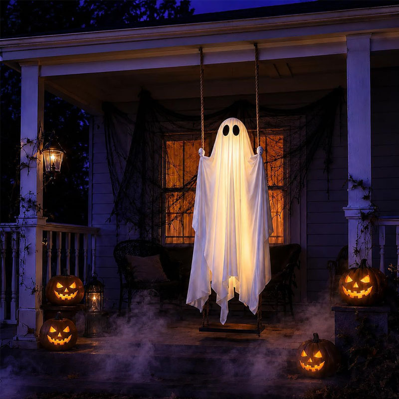 Halloween Glowing Ghost on Swi - Outdoor Lighting On Trees 评论和价格