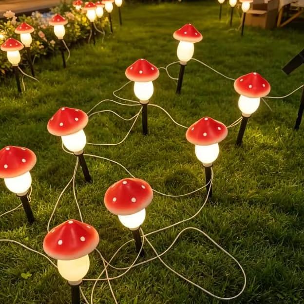 Solar Mushroom String Lights W - Outdoor Lighting For Christmas 评论和价格